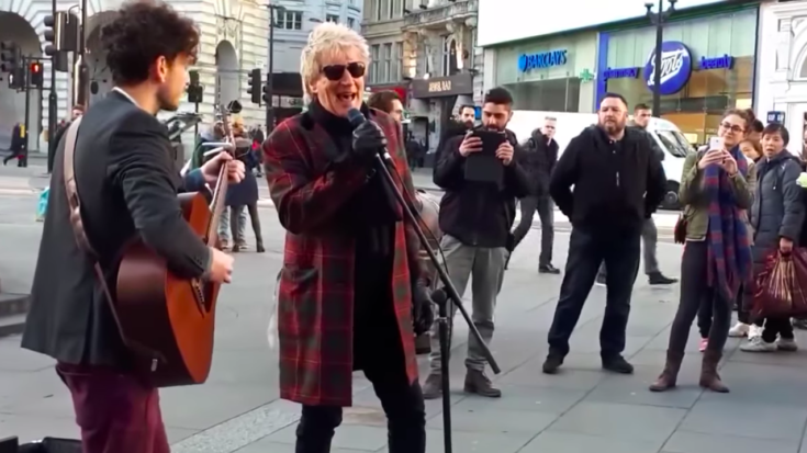 Rod Stewart Busking at Piccadilly Circus | I Love Classic Rock Videos