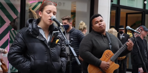 Young Street Performers Sing “Hotel California”- People Gather Around