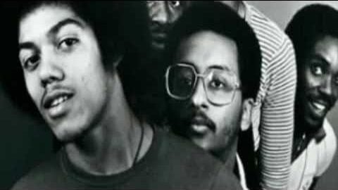 Black-and-white photo of The Blackbyrds, the American jazz-funk band known for their 1975 hit 'Walking in Rhythm'.
