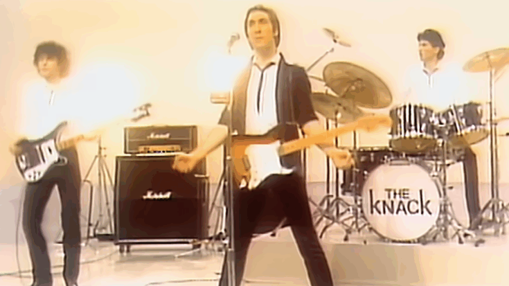 The Knack performing their hit song “My Sharona” in a 1979 music video, featuring lead vocalist Doug Fieger playing guitar with the band on stage.